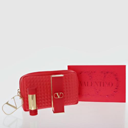 Valentino Rosso Lipstick Set With Pouch By Valentino